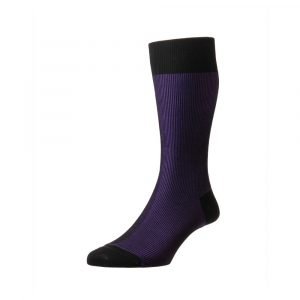 Dryžuotos violetinės juodos vyriškos kojinės Pantherella