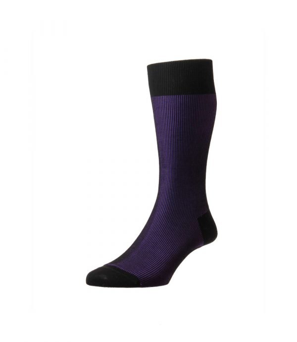 Dryžuotos violetinės juodos vyriškos kojinės Pantherella