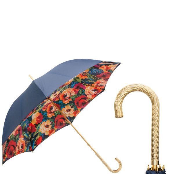 Pasotti Bouquet moteriškas prabangus skėtis dvigubu audiniu ir su metaline rankena