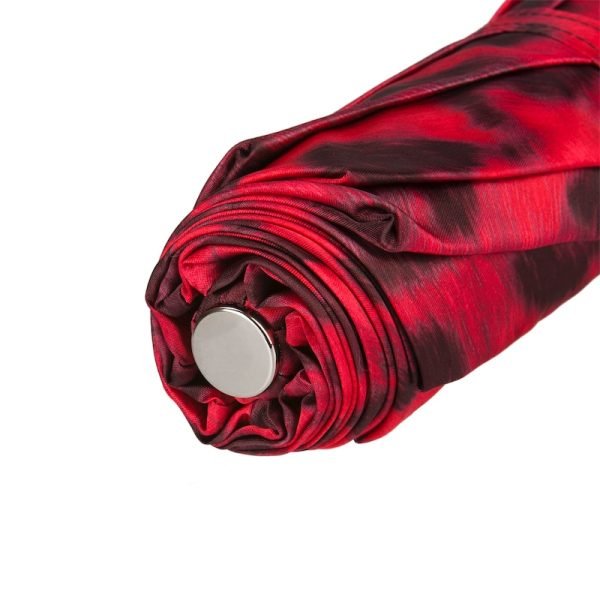 Pasotti Animalier sulankstomas moteriškas skėtis su žalvarine rankena ir raudonu kristalu, viršutinė dalis