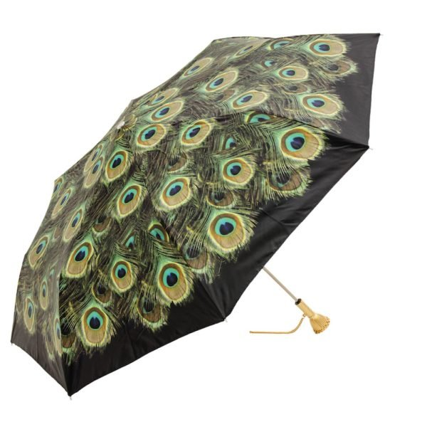 Pasotti Peacock sulankstomas moteriškas skėtis su žalvarine rankena ir kristalu